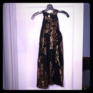 Boutique High Neck Metallic Mini Dress , Small